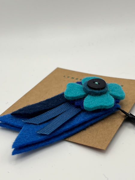 Medal Flower Brooch - Blues