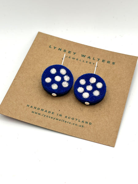 Galaxy drop earrings, indigo & white