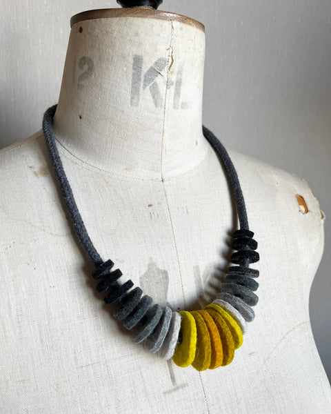 Miley Necklace - Mustard & Grey