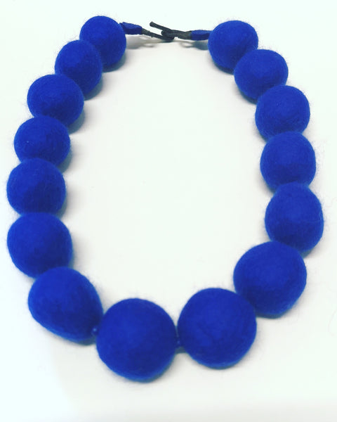 Merino Bead Necklace Cobalt