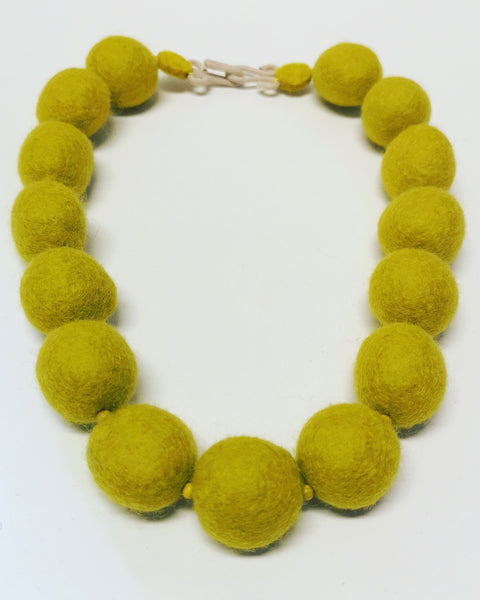 Merino Bead Necklace Mustard