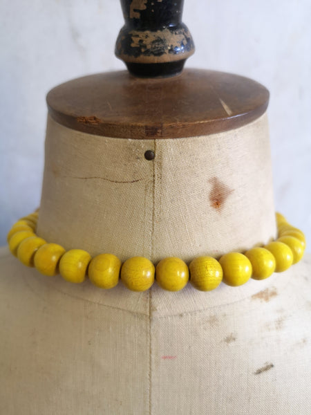 Throw on Merino and Wood Necklace Mustard
