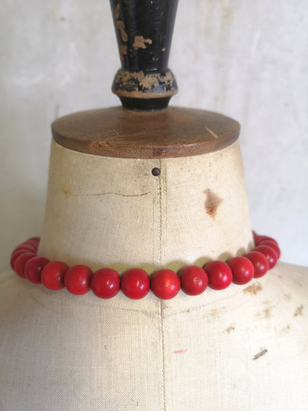 Throw on Merino and Wood Necklace Multi Colour