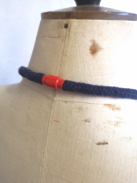 Industrial Felt, Wood and Rope Necklace - Multi Colour