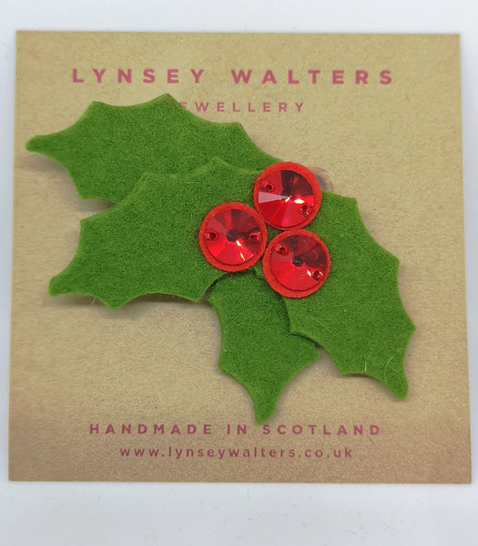 Sparkly Holly Brooch