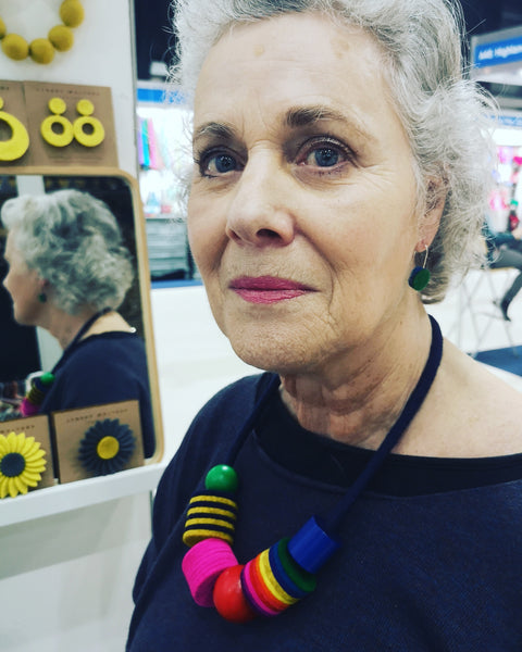 Industrial Felt, Wood and Rope Necklace - Multi Colour