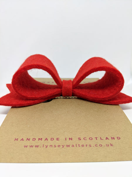 Bow Crocodile Clip - Scarlet