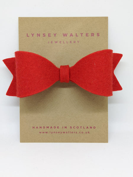 Bow Crocodile Clip - Scarlet