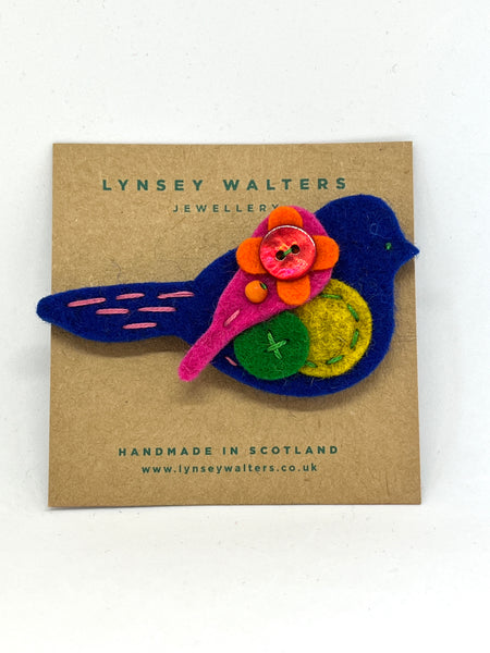 Pigeon Brooch - Cobalt & Bright