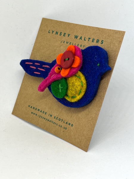 Pigeon Brooch - Cobalt & Bright
