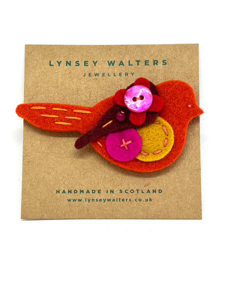 Pigeon Brooch - Orange
