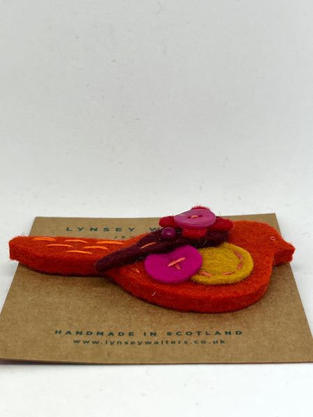 Pigeon Brooch - Orange