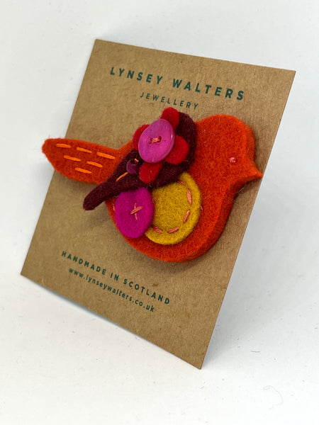 Pigeon Brooch - Orange
