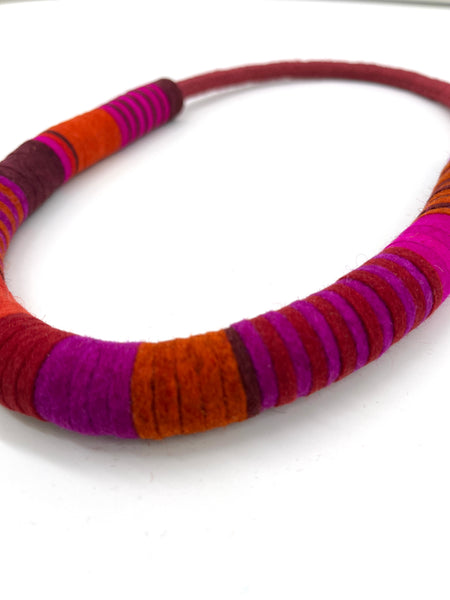 Chunky Colour blocks Necklace - Mullberry