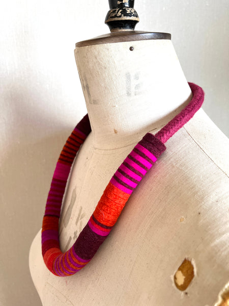 Chunky Colour blocks Necklace - Mullberry