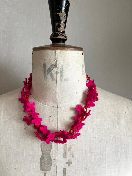 NEW Flower Confetti Necklace Cerise
