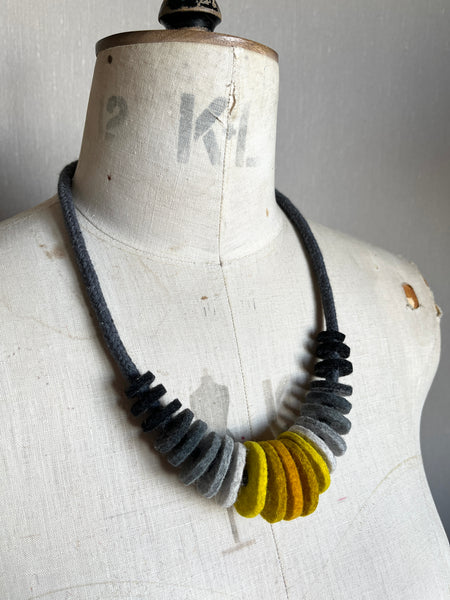 Miley Necklace - Mustard & Grey