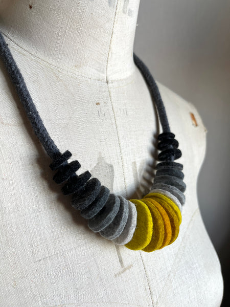 Miley Necklace - Mustard & Grey