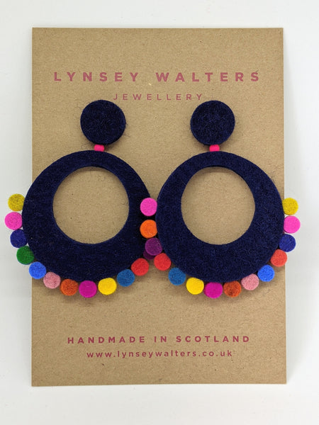 Large Festival Earrings - Navy