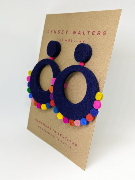 Large Festival Earrings - Navy