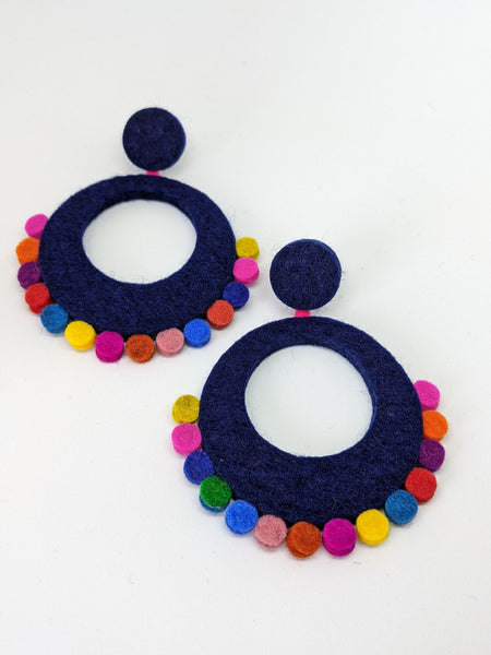 Large Festival Earrings - Navy