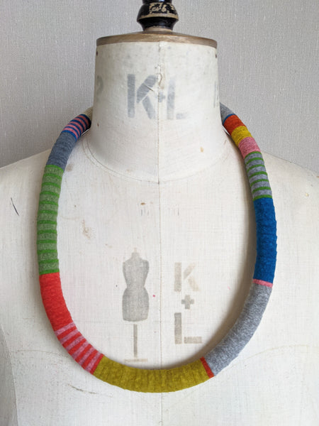 Velvet Edge Throw On Necklace, Soft Grey and Multi Colour