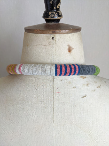 Velvet Edge Throw On Necklace, Soft Grey and Multi Colour