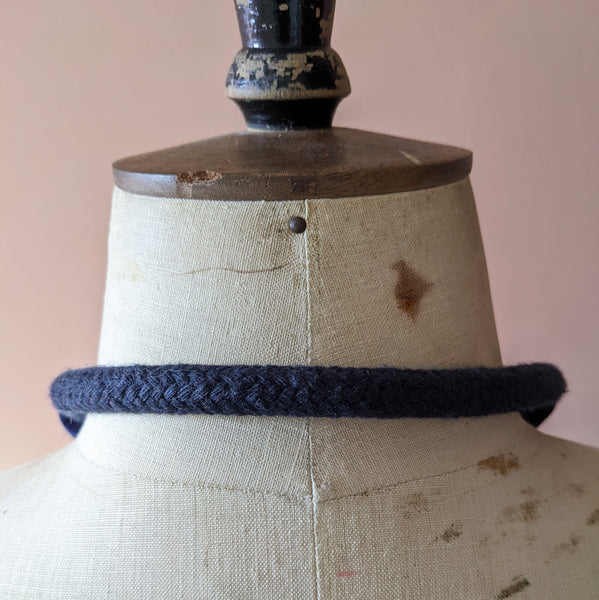 Chunky Rainbow Stripe Necklace - Navy & Multi Colour