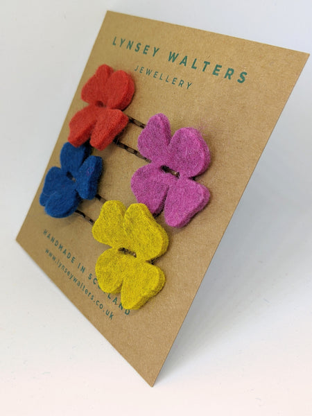 Set of 4 flower hairslides - Soft Multi
