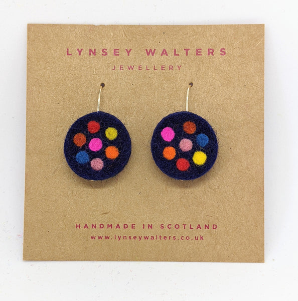 Galaxy drop earrings, navy & multi colour