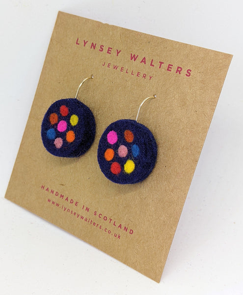 Galaxy drop earrings, navy & multi colour