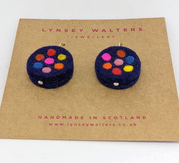 Galaxy drop earrings, navy & multi colour