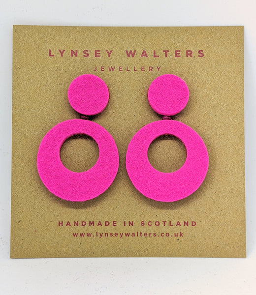 Retro hoop earrings - Bright Pink