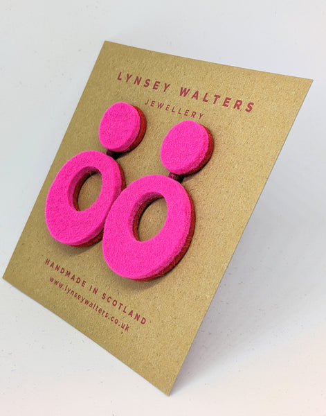 Retro hoop earrings - Bright Pink