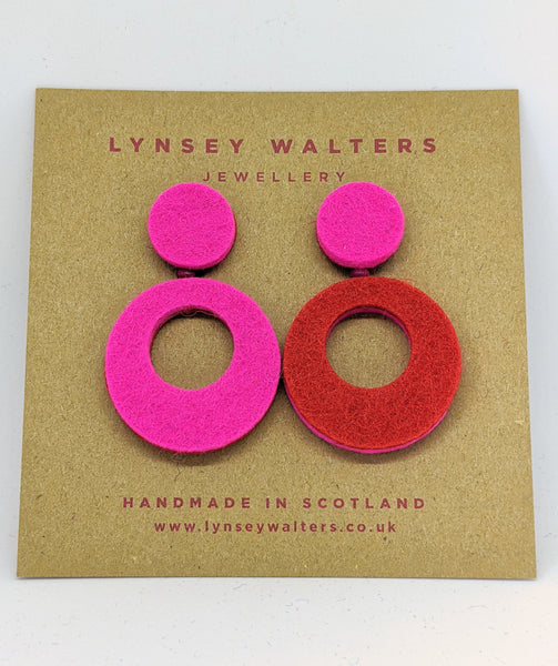 Retro hoop earrings - Bright Pink
