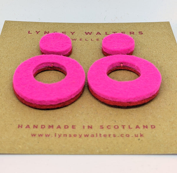 Retro hoop earrings - Bright Pink