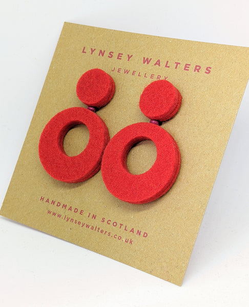 Retro hoop earrings - Red