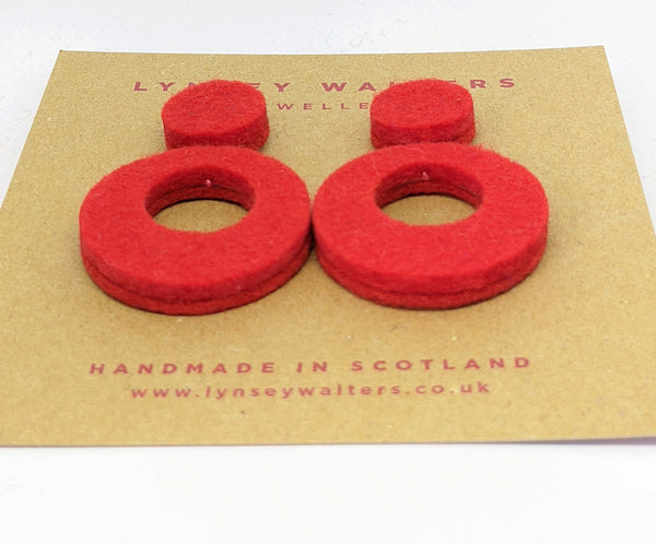 Retro hoop earrings - Red