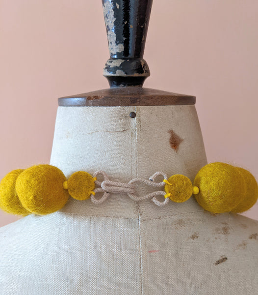 Merino Bead Necklace Mustard