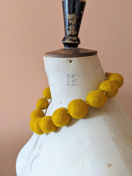 Merino Bead Necklace Mustard
