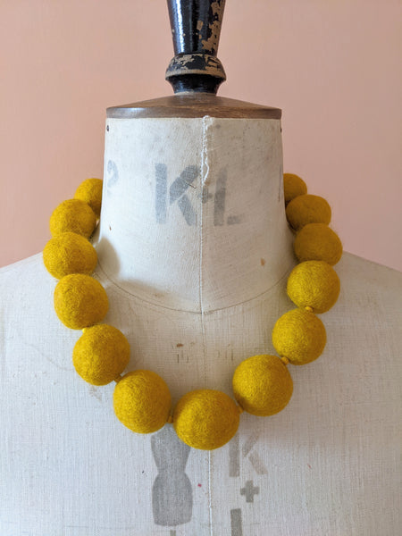 Merino Bead Necklace Mustard