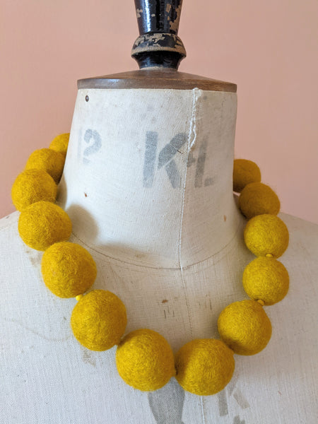 Merino Bead Necklace Mustard