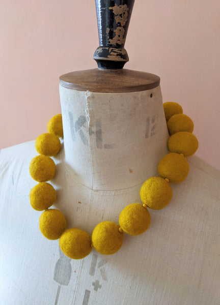 Merino Bead Necklace Mustard
