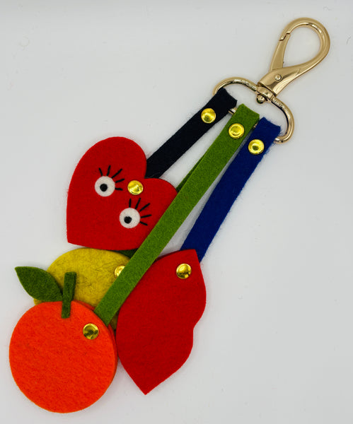 Heart, Lips, Orang, Lemon Bag Charm