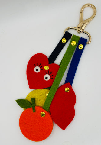 Heart, Lips, Orang, Lemon Bag Charm