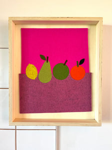 Fruit still Life on Two Pinks  - Plywood Framed