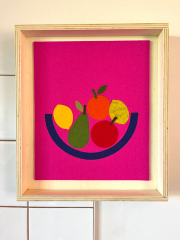 Fruit bowl on Pink - Plywood Framed