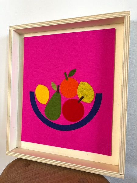 Fruit bowl on Pink - Plywood Framed