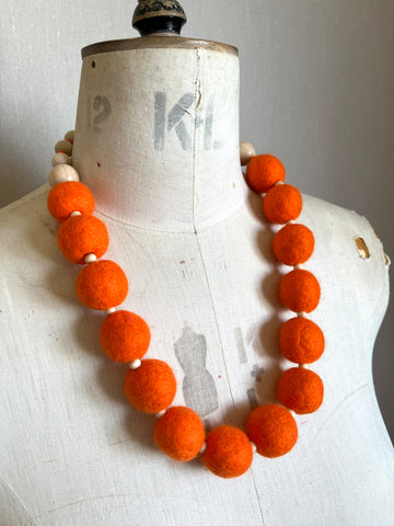 Merino Bead Necklace Orange