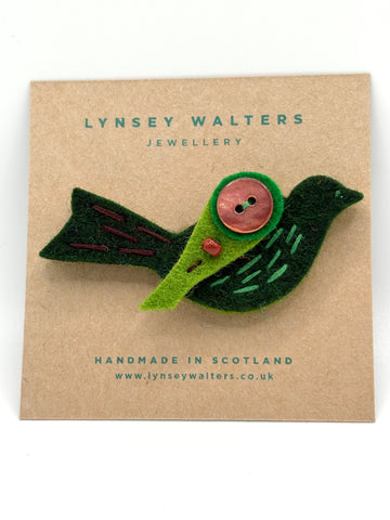 Little Birdy Brooch, Forest Green